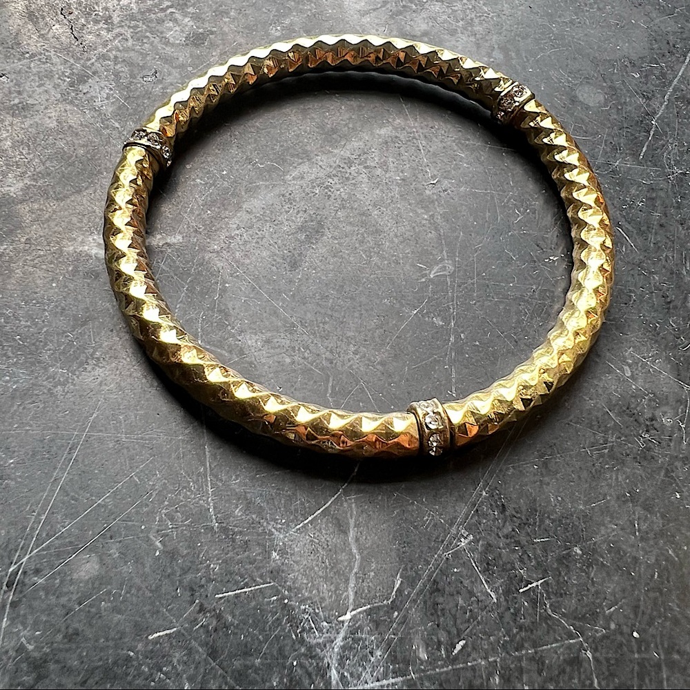 Vintage Golden Stretch Bracelet with Rhinestones